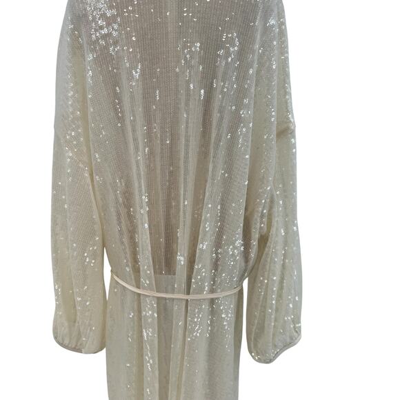 Hutch Jackson Sequin-Embellished Mesh Cover-Up Duster Kimono Cream Plus Size 3X - Picture 12 of 16